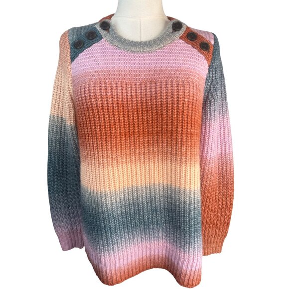 Madewell S Multicolor Gradient Sweater With Button Accents Acrylic Wool - Picture 1 of 16